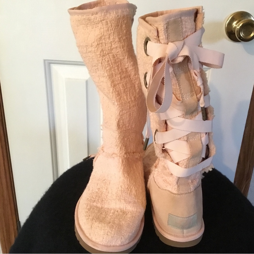 Pink Textured Women's Boots
